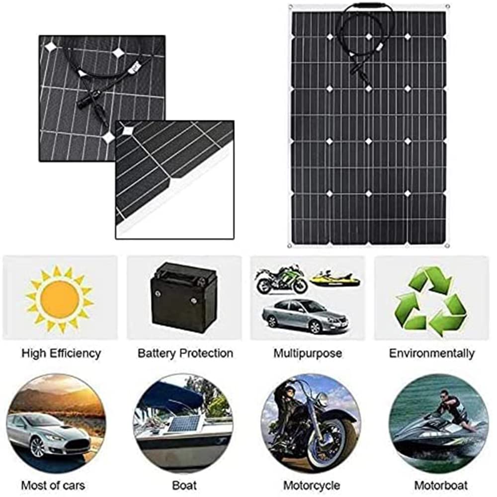 Panel Solar 18V 600W Etfe Sistema Solar Flexible Kit de Panel Solar Batería de automóvil RV Completa Cargador Solar Panel Solar monocristalino con Controlador de Carga 40A