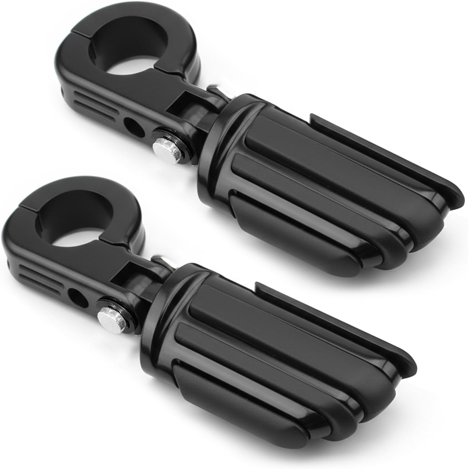 Motorcycle 1.25" Highway Footpegs, Adjustable Footrest for Harley Touring Street Glide Road Glide Softail Dyna Sportster Honda Kawasaki Suzuki Yamaha Indian 1 1/4" Engine Guard, Black