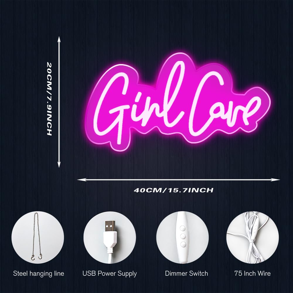 girl Cave Neon Sign Pink decor for Girls 15.7×7.9 inches LED Neon Signs for Bedroom Home Wall Art Decoration - Image 3