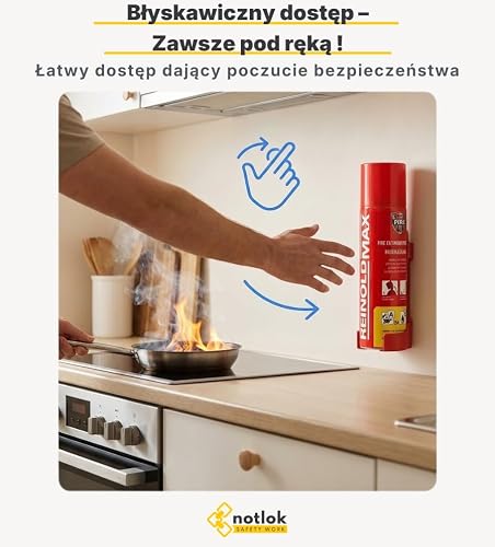 notlok Safety Work – 2x 650 ml spray gaśniczy bez fluoru | Bezpieczna dla skóry piana gaśnicza pożary A F & E do 1000 V | Mini gaśnica do auta, domu i samochodu, mała gaśnica