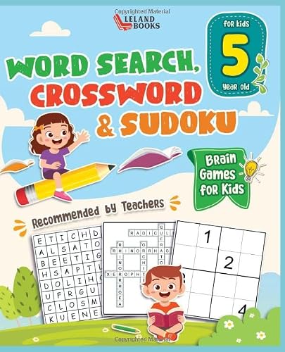 Brain Games For 5 Year Olds: Word Search, Crossword & Sudoku (Brain Games For Clever Kids) #TOP9