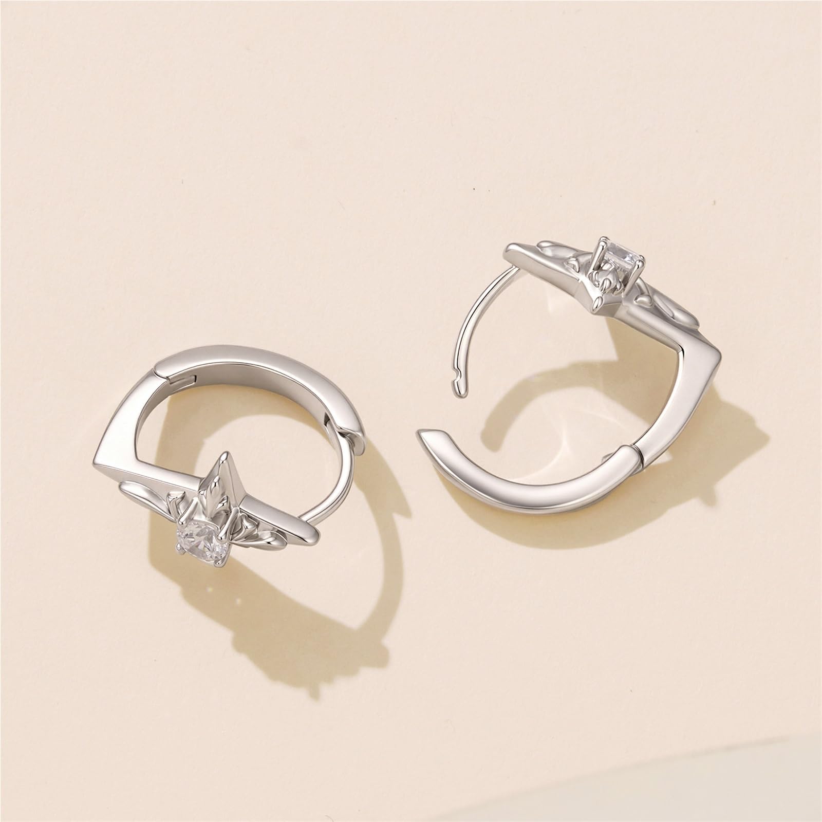 Orecchini Cerchio Stella Perno 925 Argento Incernierato for Donne