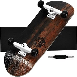 Teak Tuning Prolific Complete Fingerboard - Pro Board Shape and Size, Bearing Wheels, and Trucks - 32mm x 97mm Handmade Wooden Board - Double Vision Edition