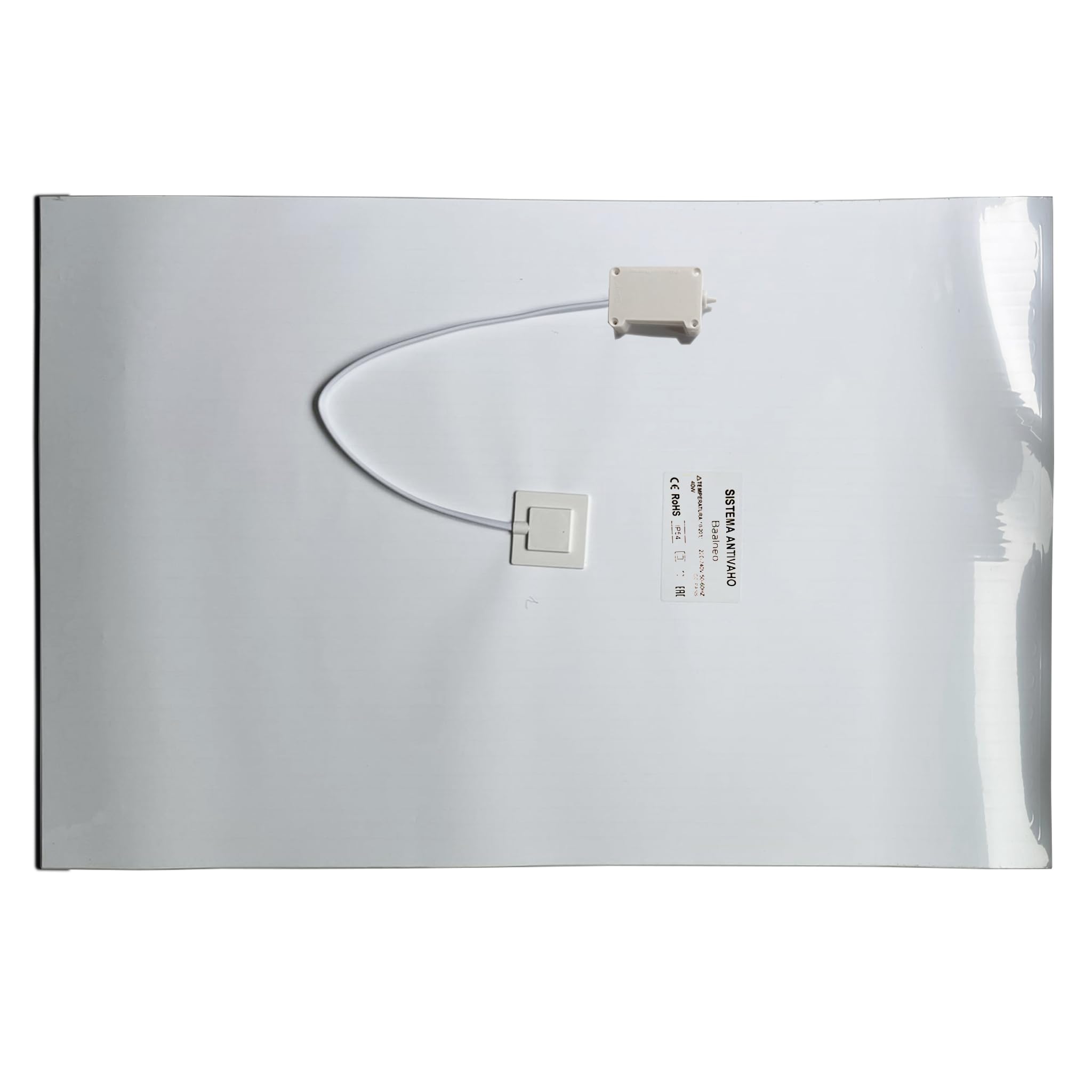 Genérico Lámina Antivaho Eléctrica para Espejo de Baño 60x40 cm | Cobertura hasta 75x55 cm | 60W 220V | Autoadhesiva | Antiempañante Espejo Baño