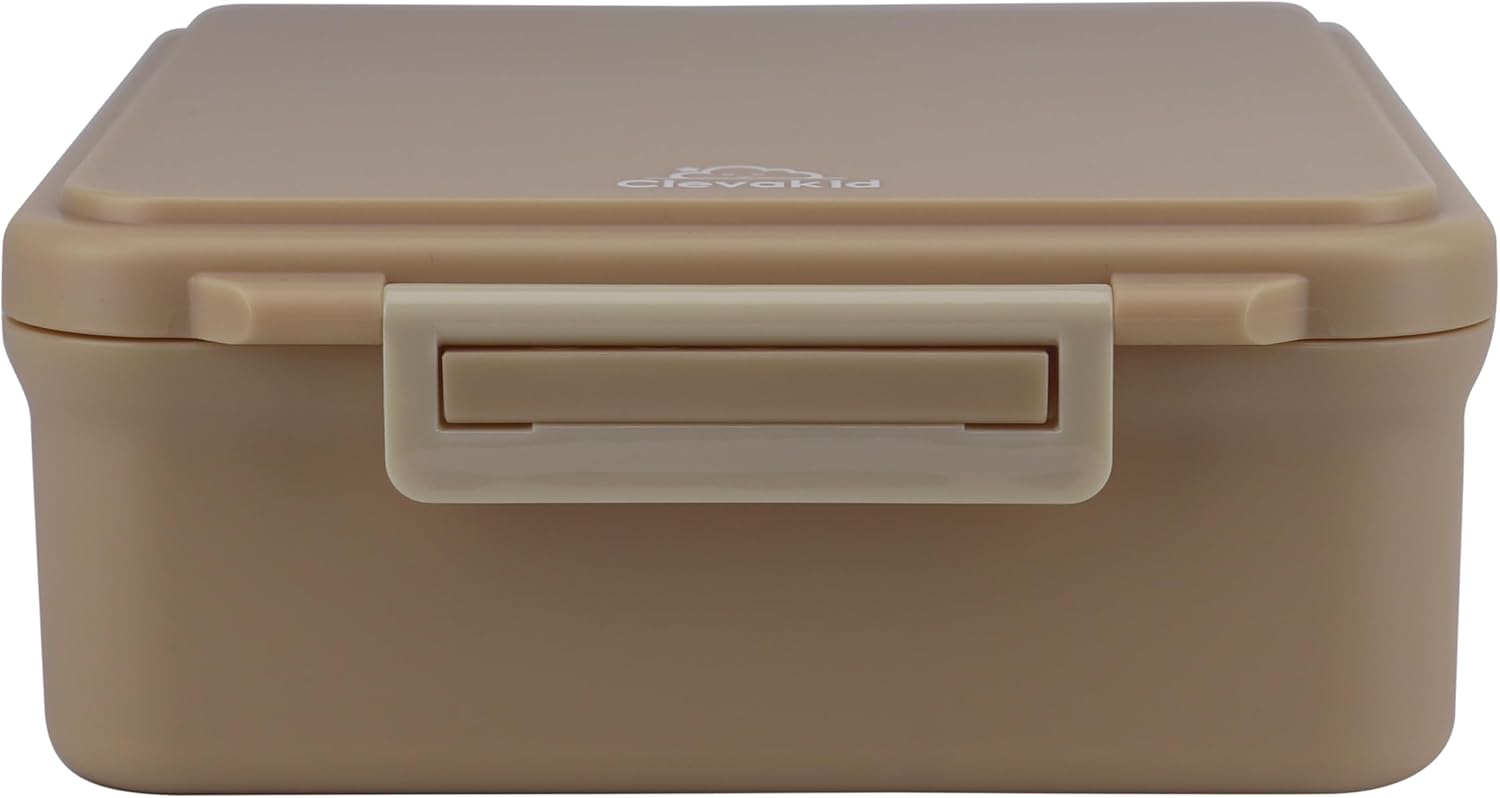 Bento Mega Lunch Box, carrying handle – 4 No-Mix Compartments | Microwave & Dishwasher Safe | for Adult, Preschool, School 1600ML, OZ (Brown Latte)