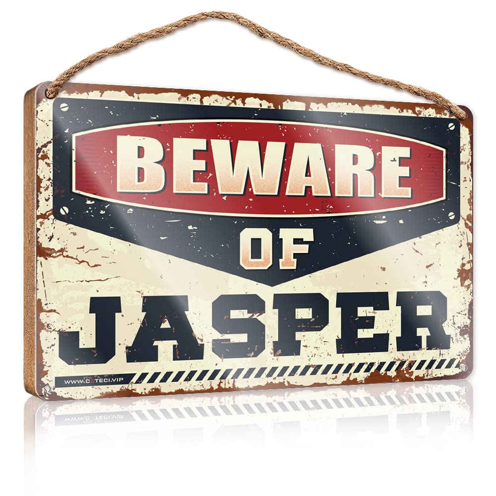 FZFN Signs & Plaques Beware Of Jasper Wooden Sign Bar Signs For Man Cave Bar Signs For Home(23X35CM)