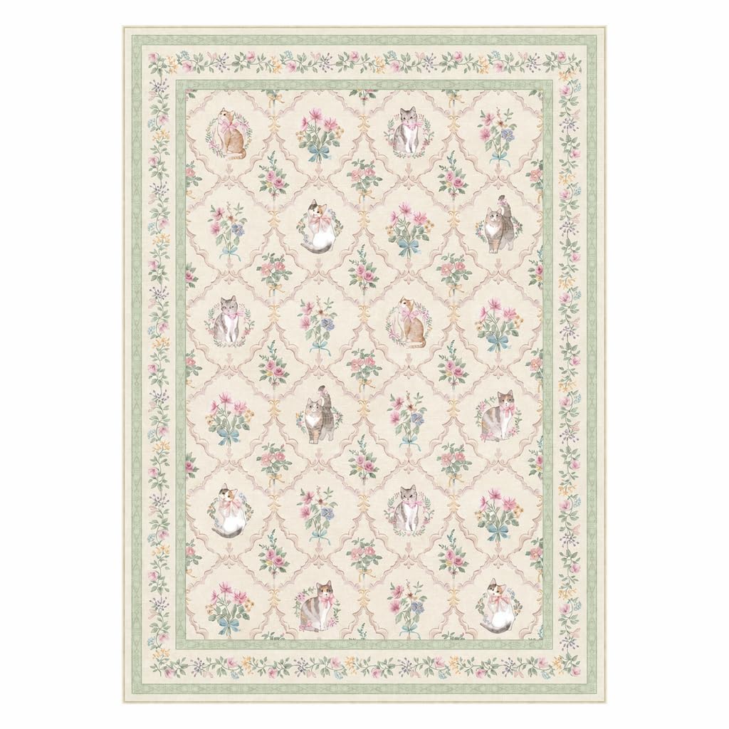 Cute Cat Door Mat - Pink Floral Rug -15 Cute Cat Door Mat - Pink Floral Rug -15