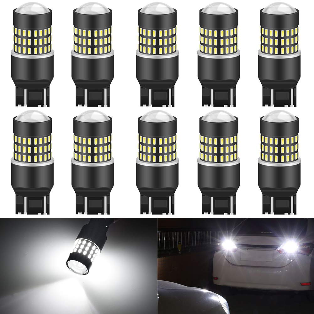 KATUR 7443 7440 992 Bombilla de luz LED 900 LM 3014 78SMD Lente Bombillas LED para señal de Giro de Freno Cola de Respaldo Lámpara de luz de Freno inversa, Xenón Blanco (Paquete de 10)