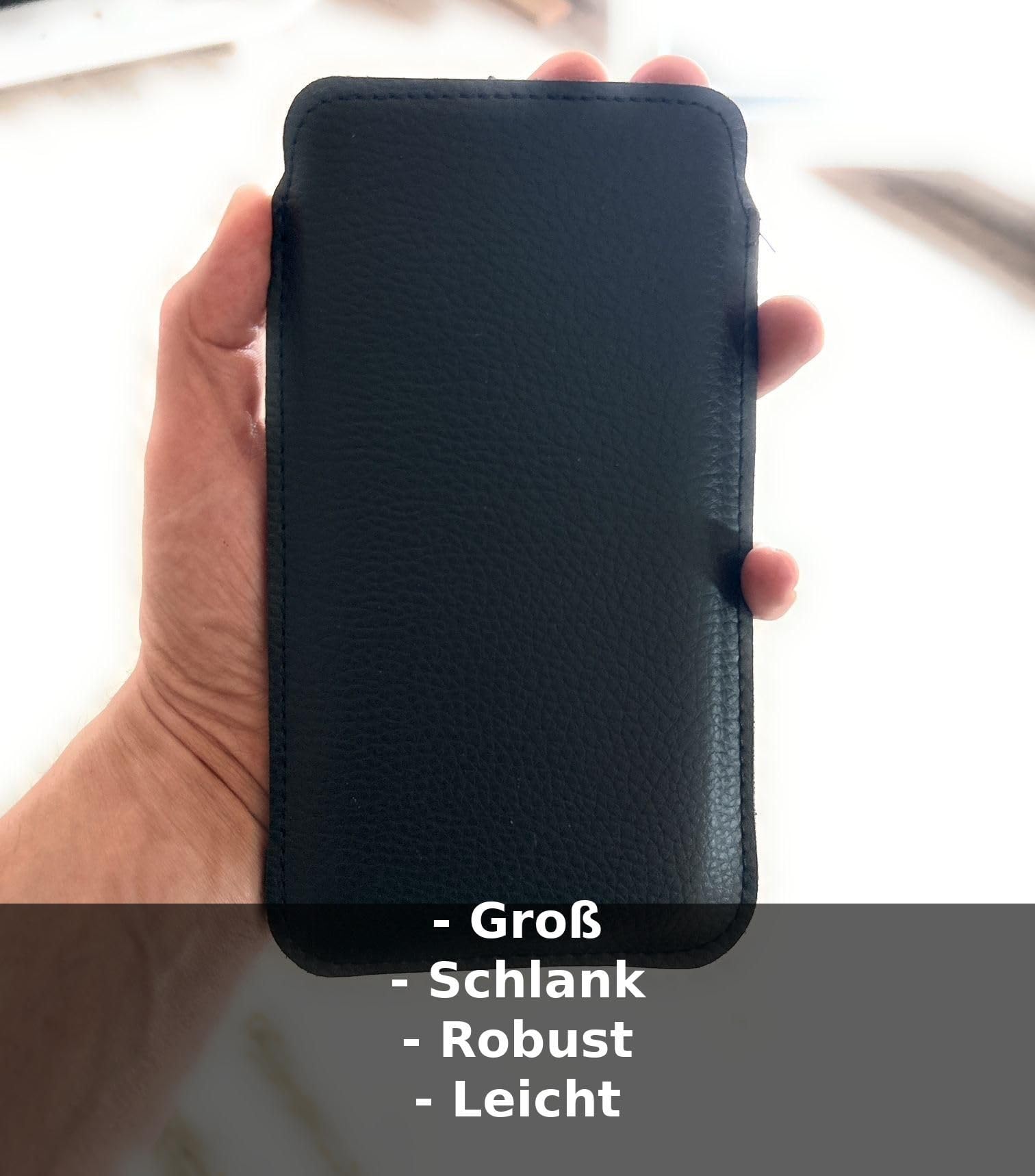 Universal Smartphone Tasche Aus Kunstleder - Schwarz-Rot Mit Easy-Out Band