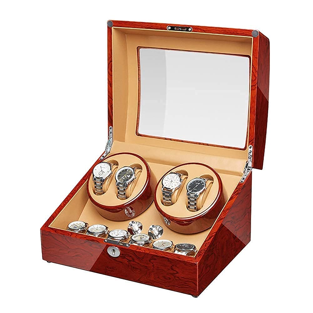 OLSKFUH Automatic Watch Winder Solid Wood Automatic Watch Winder Box Piano Finish Extremely Silent Motor For Man Women Watches Watches Display,