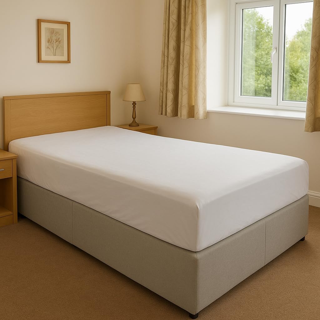 INCO-CARE MRSA-Resistant Healthcare Mattress Protector – Supersoft, Four-Way Stretch PU, Fluid-Proof & Wipe-Clean, Machine Washable to 75°C, Silent & Breathable,Double.