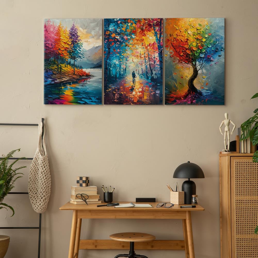 murando - Leinwandbild Set Landschaften, 180x90 cm, 3-teilig, Schlafzimmer | Hochwertige Leinwand, sofort aufhängbar, ideal fürs Wohn- oder Schlafzimmer, wasserfest und lichtecht, langlebig, stilvoll