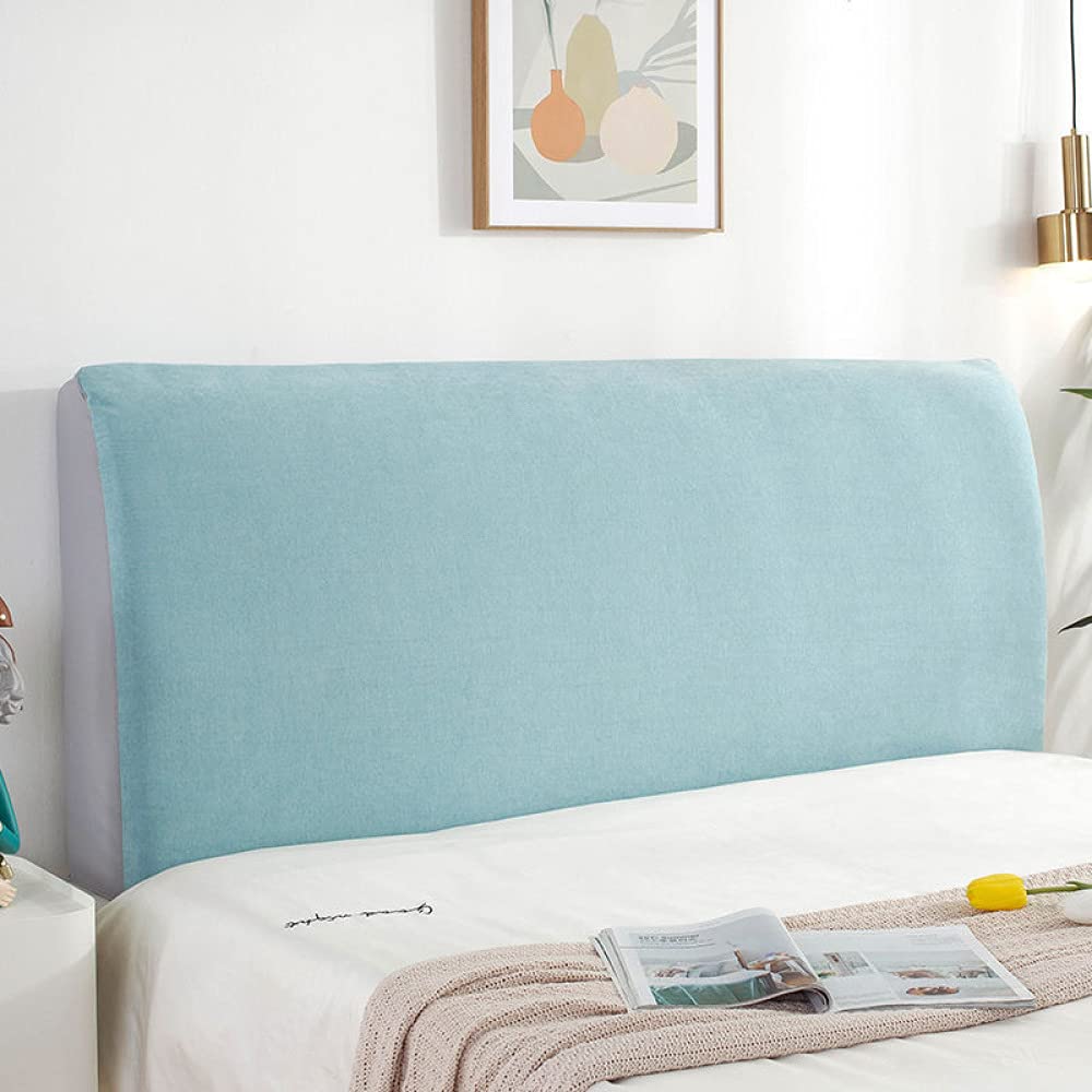 Headboard Covers King/Queen/Double/Single Bed Head Cover Luxury Chenille Elastic Dustproof Slipcover Cloth/Wood/Leather Backrest Protective Cover Nordic Style Bedroom Decoration,Blue1-Length:180CM