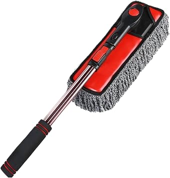 Car Brush, Cleaning Mop, 360 Degree Rotating Scrubber with Extendable Handle, Microfiber Duster Tool for Windshield, Window, Car Roof, Interior, Exterior, RV, Garage Cleaning