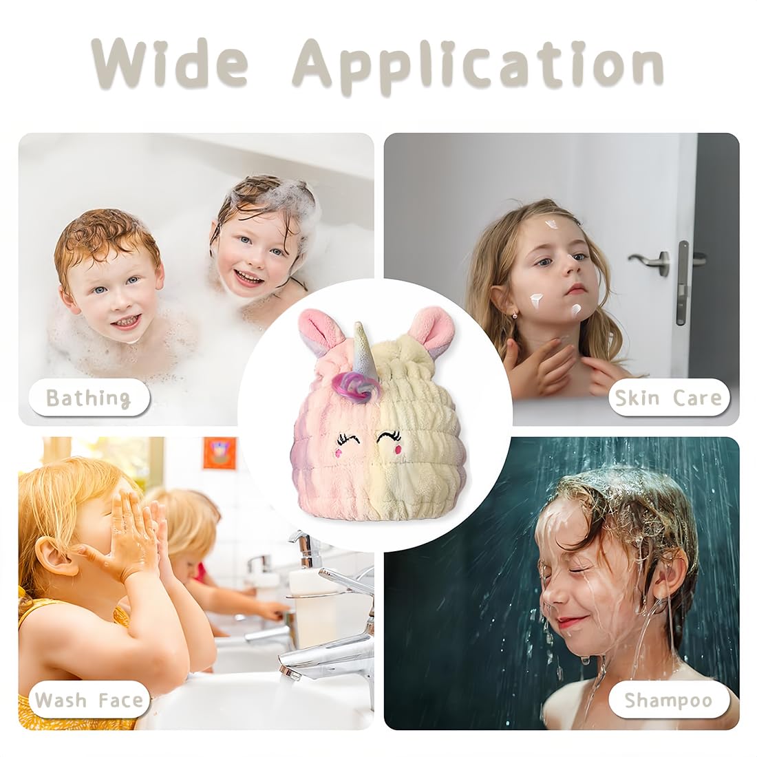 Unicorno Asciugamano Capelli Turbante, Asciugamano Microfibra Capelli Bambini, Morbido Turbante Asciugacapelli, Asciugamano per Capelli Donna Ragazze Corti