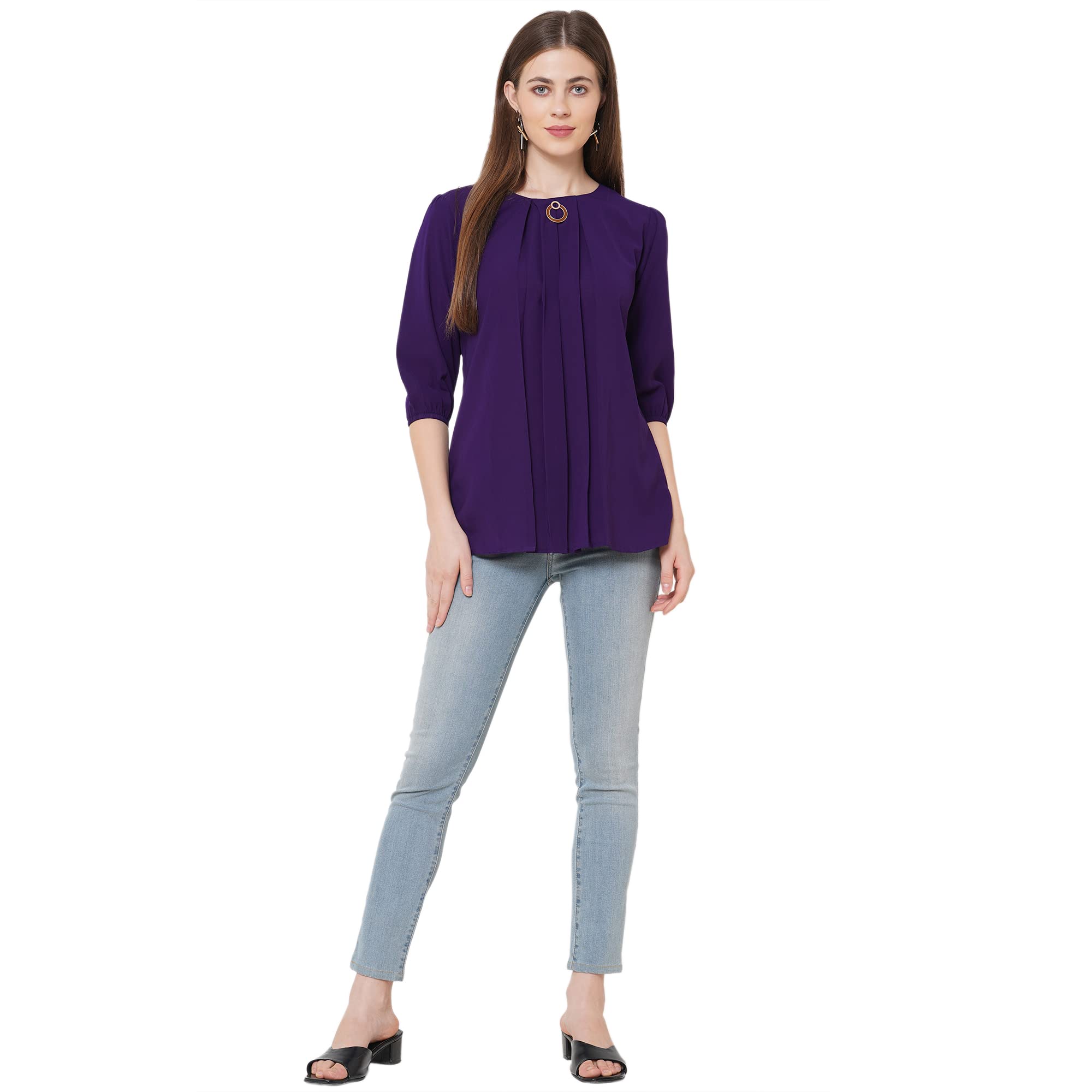 GO-4 IT Women's Pleats Top (1993_Purple_6XL) - Image 2 thumbnail