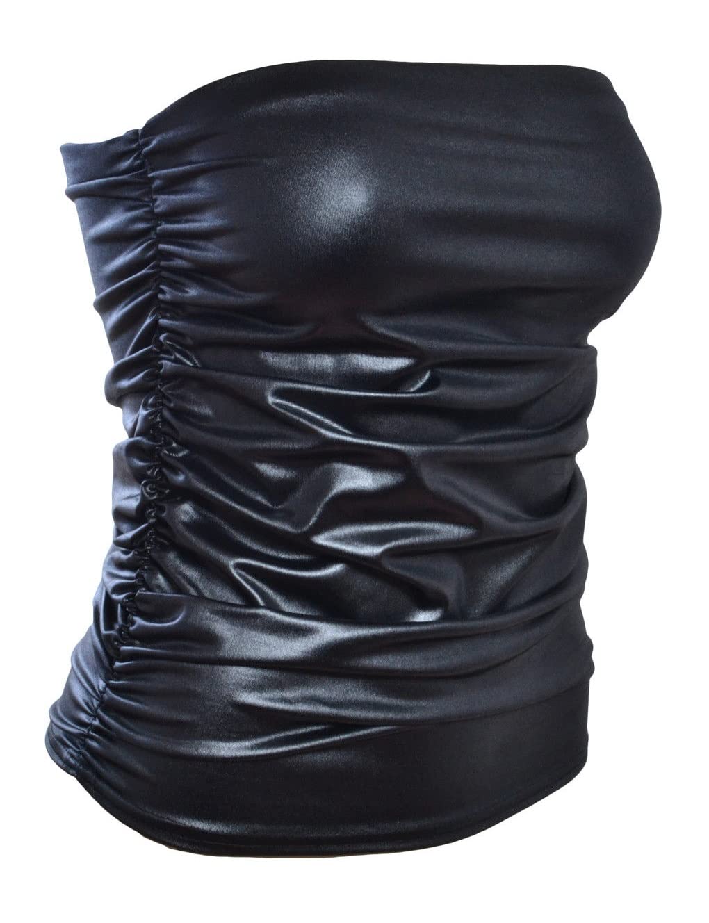 Crazy Girls Girls Wet Look Crazy Women Ladies Ruched Bandeau Boob Tube Vest Crop Bra Top (Xxl-Uk20/22, Wetlook)