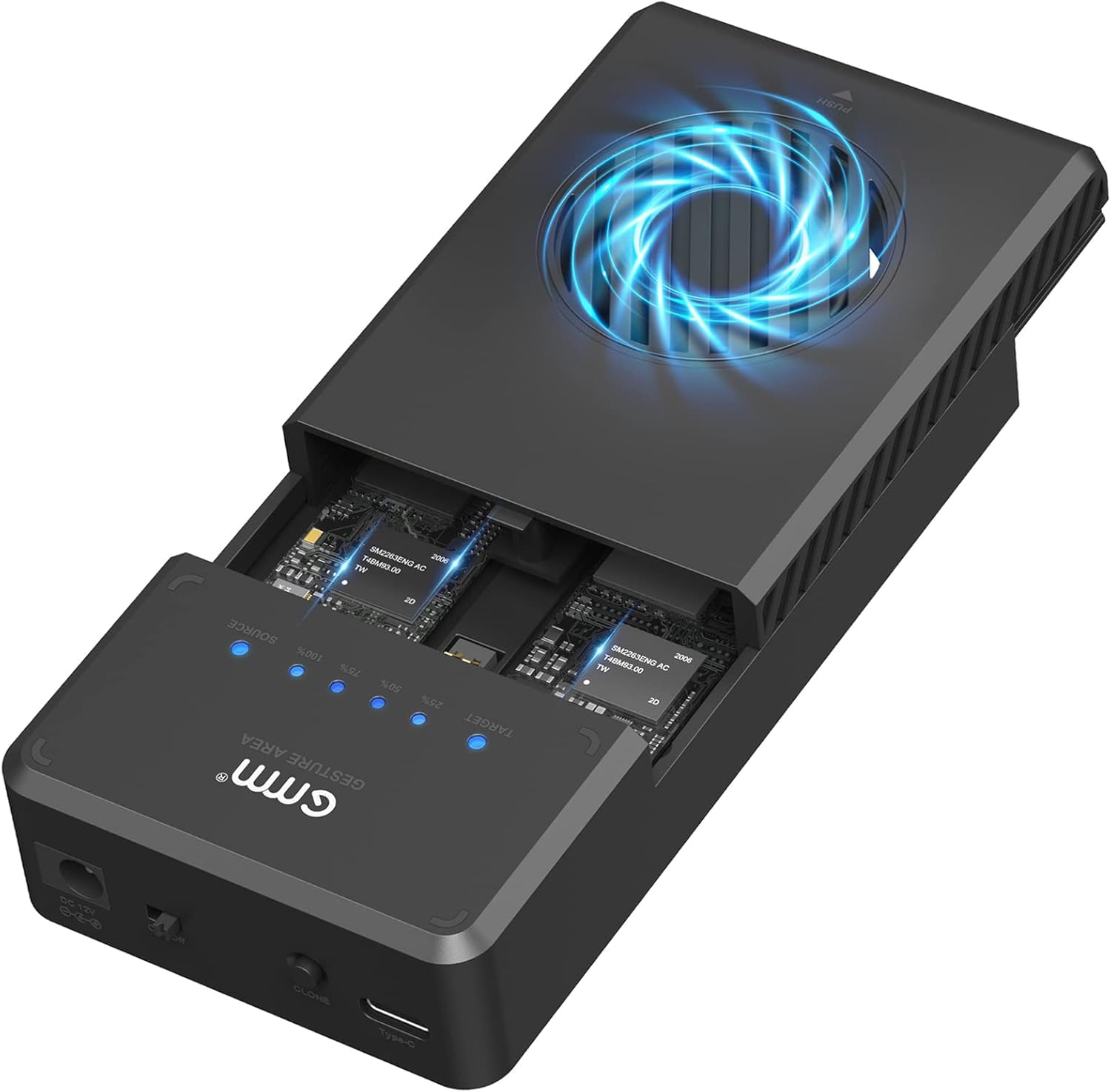 NALACAL NVMe M.2 Duplicator, Dual Bay Enclosure, USB 3.2 Gen 2 (10Gbps), Compatible with Windows, Linux, Mac OS, Chrome OS, Supports 2230/2242/2260/2280, Black