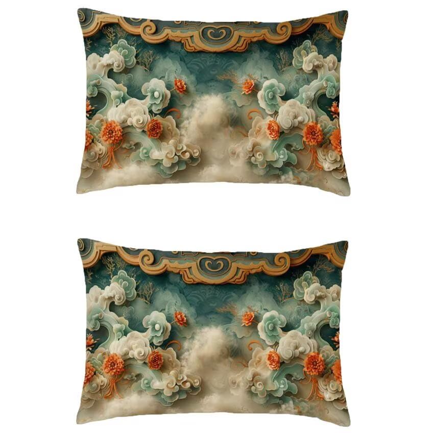 Housse de coussin 60x80cm imperméable orange en lin pour jardin et canapé