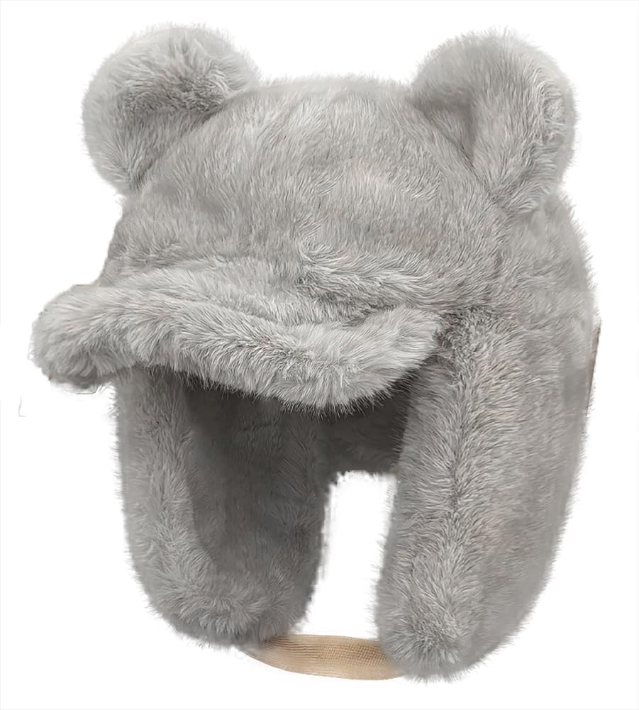 Y2K Slouchy Crochet Bear Beanie Hat Furry Beanies Cute Fuzzy Winter Bucket Trapper Hats Knitted Animal Skull Cap 2025