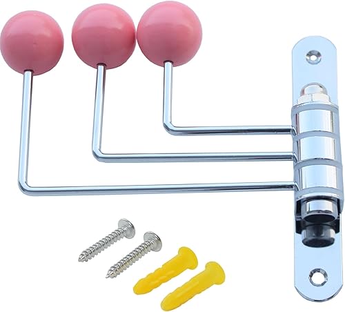 Miniatura 1 de Gancho decorativo de pared giratorio para niños, perchero de metal con bolas decorativas de madera rosa, lindos ganchos de almacenamiento plegables