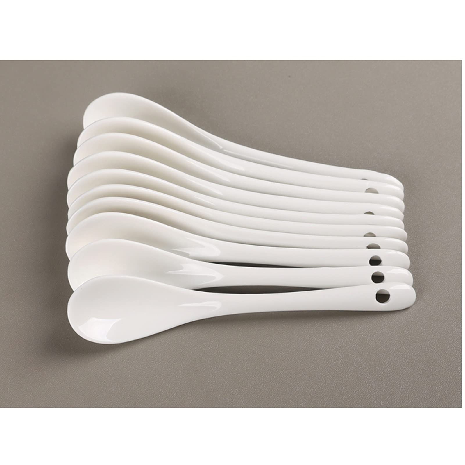 10 Cucchiaini Da Tè In Ceramica Bianca – Porcellana Di Jingdezhen, Alta Qualità, Foro Per Appendere, Sicuri Per Microonde E Lavastoviglie
