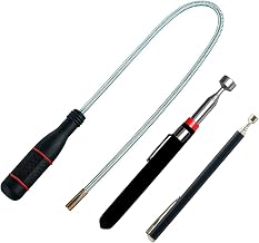 Telescopic Magnet + Flexible Curved Magnetic Rod [3 Pieces] Portable Magnetic Telescopic Rod for Collecting Small Parts, Bolts, Metal Objects, Car Parts