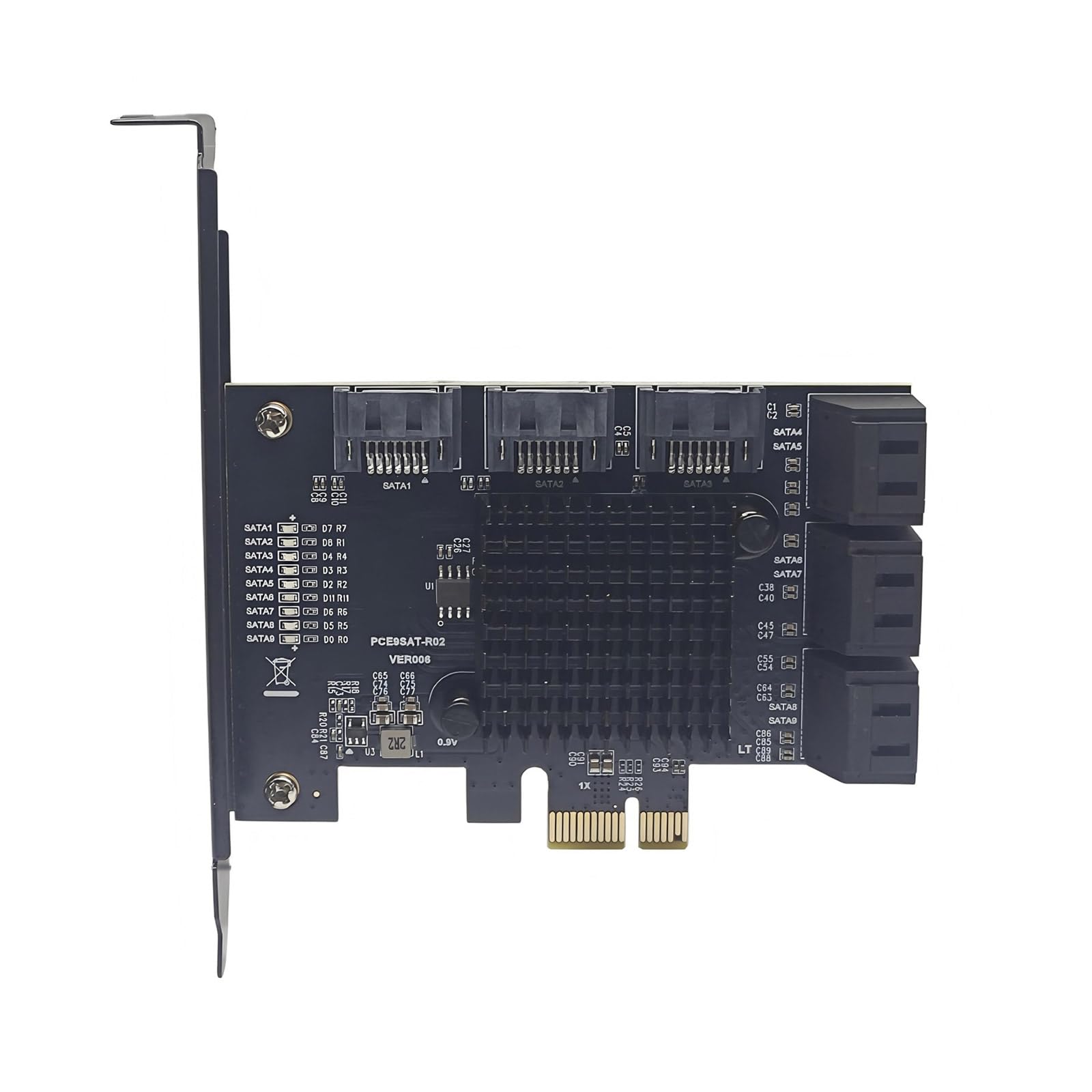 Adattatore di espansione PCIe 1X a 9 porte 6Gbps Velocità di trasferimento hot swappable per sistemi informatici Scheda di espansione PCIe interna