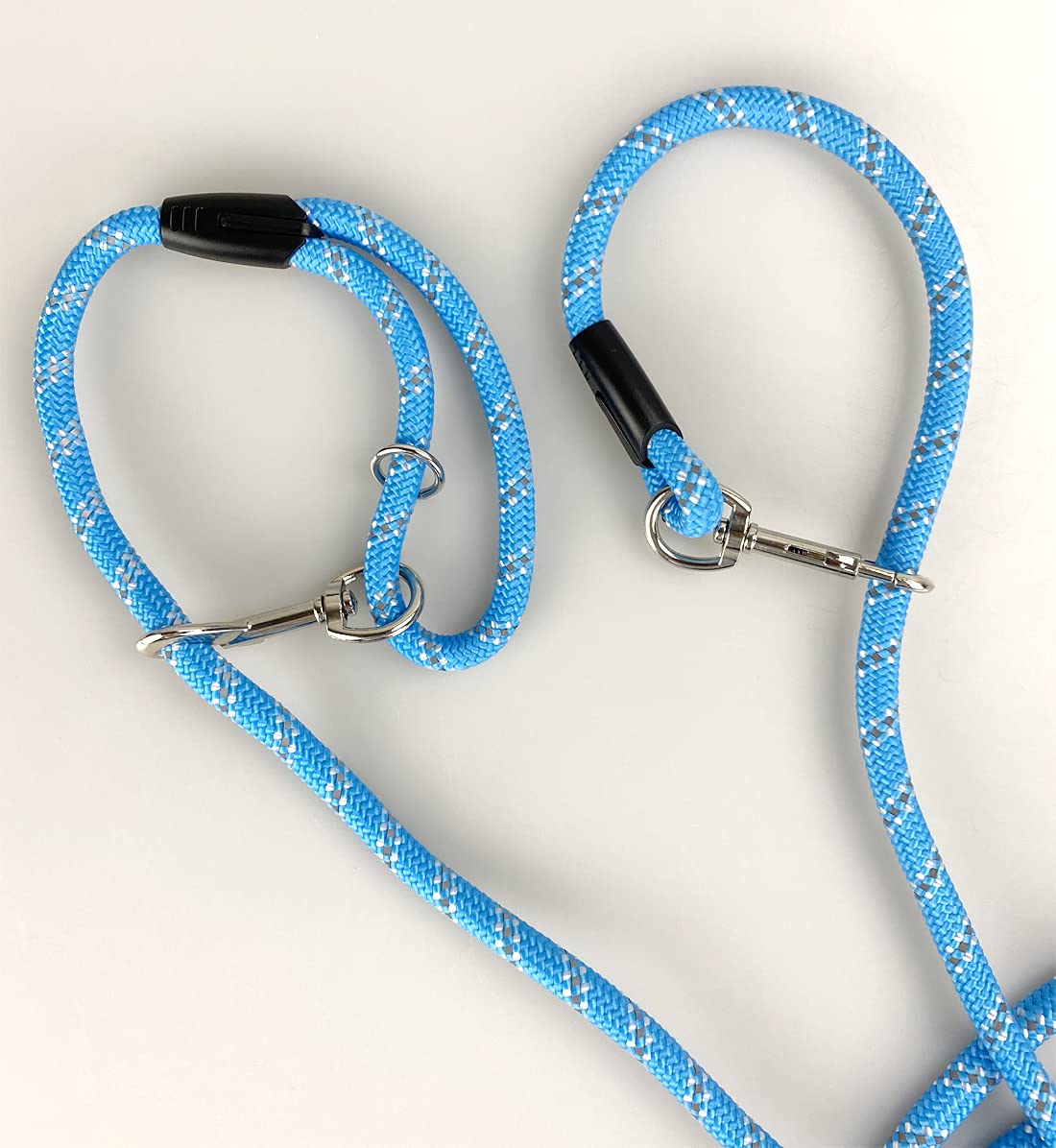 Lange Hundeleine für Hundetraining, 3.6 m, 7.8 m, 9.1 m, reflektierende Fäden, Hunde- und Katzenleinen, zum Ausbinden, Karoschnur, mittelgroße und kleine Hunde (blau, 10 mmx9 m)