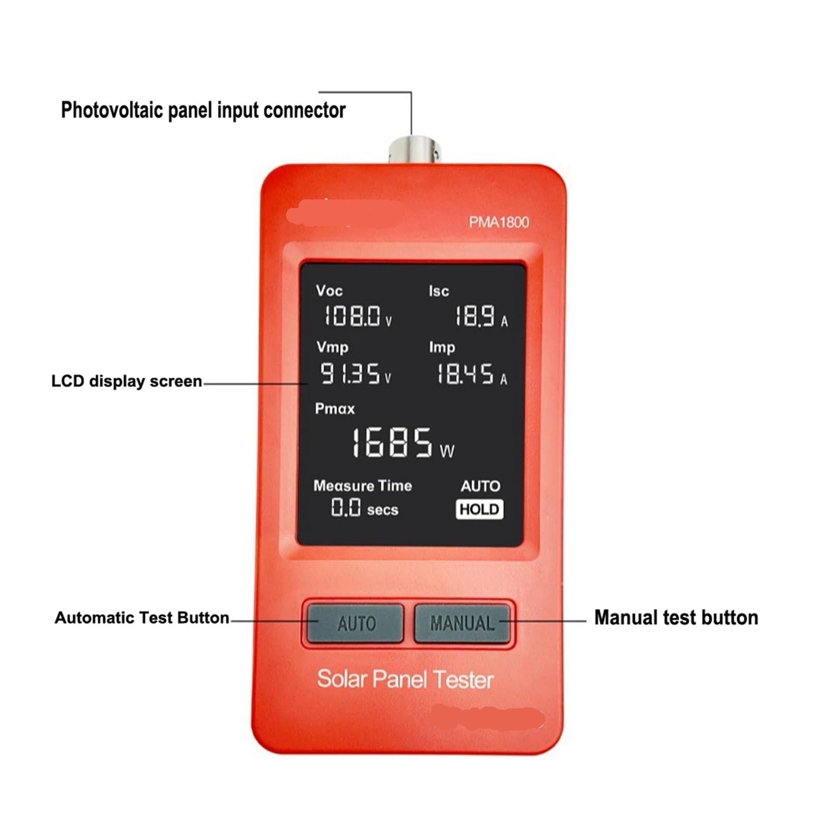 Tester paneli słonecznych Multimetr do paneli fotowoltaicznych MPPT Automatyczne/ręczne narzędzie do pomiaru napięcia Woltomierz Tester mocy(PMA1800)