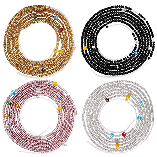 Teniinet 4PCS 50 Handmade African Waist Beads for Women