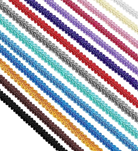 1/2 inch Gimp Trim, 13mm Gimp Braided Trim, Gimp Cord, DIY Braided Cord for Sewing Home Decoration Costume (Mixed Random Colors, 5 Yards)
