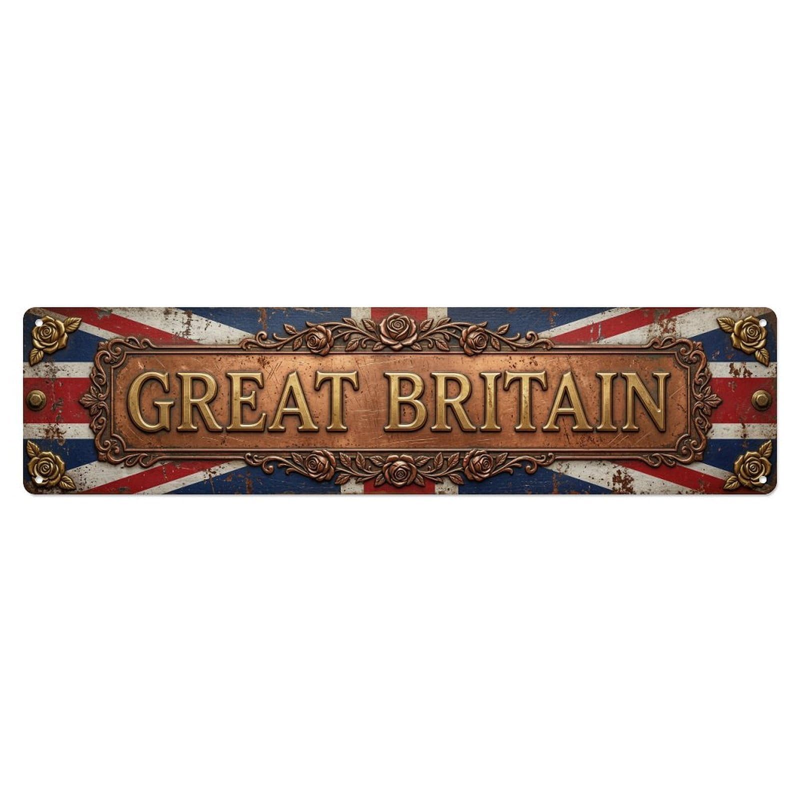 Britain Flag Classic Symbol Metal Tin Skinny Sign Plaque Wall Decor for Cafe, Club Bar, Office, Home Garden Metal Poster 4x16Inch