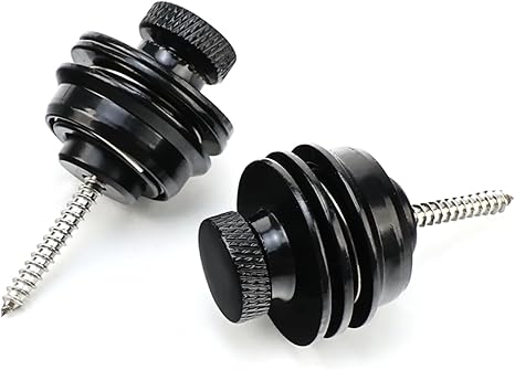 Electric Guitar Bass Security Strap Locks Electroplated black Flated Head Easy Install and Quick Release Strap Lock for Fender Strat Tele Les Paul Classial Acoustic Electric guitars Bass 2 PCS