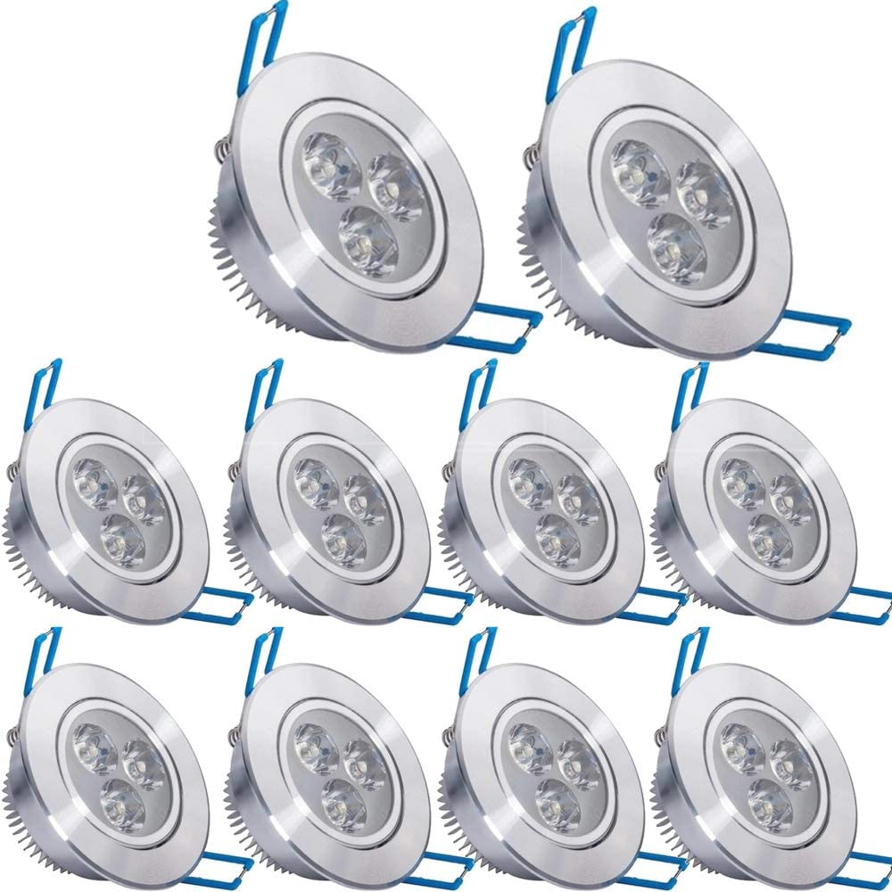 Pocketman Pack of 10, 110V 3W LED Ceiling Light Downlight,Cool White Spotlight Lamp Recessed Lighting Fixture,with LED Driver