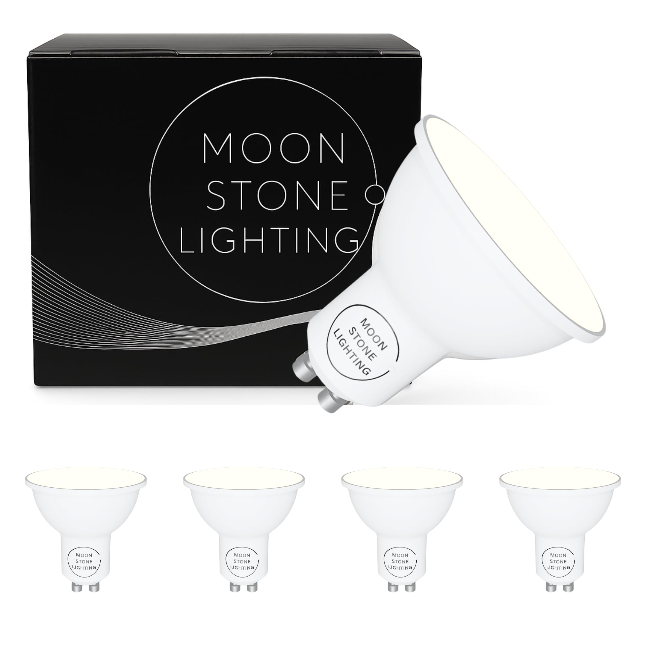 Moonstone Lighting LED GU10 Bulbs, Warm White, 6W, 510 Lumens, Non-Dimmable, Pack of 5 (6W Warm White 5 Pack)