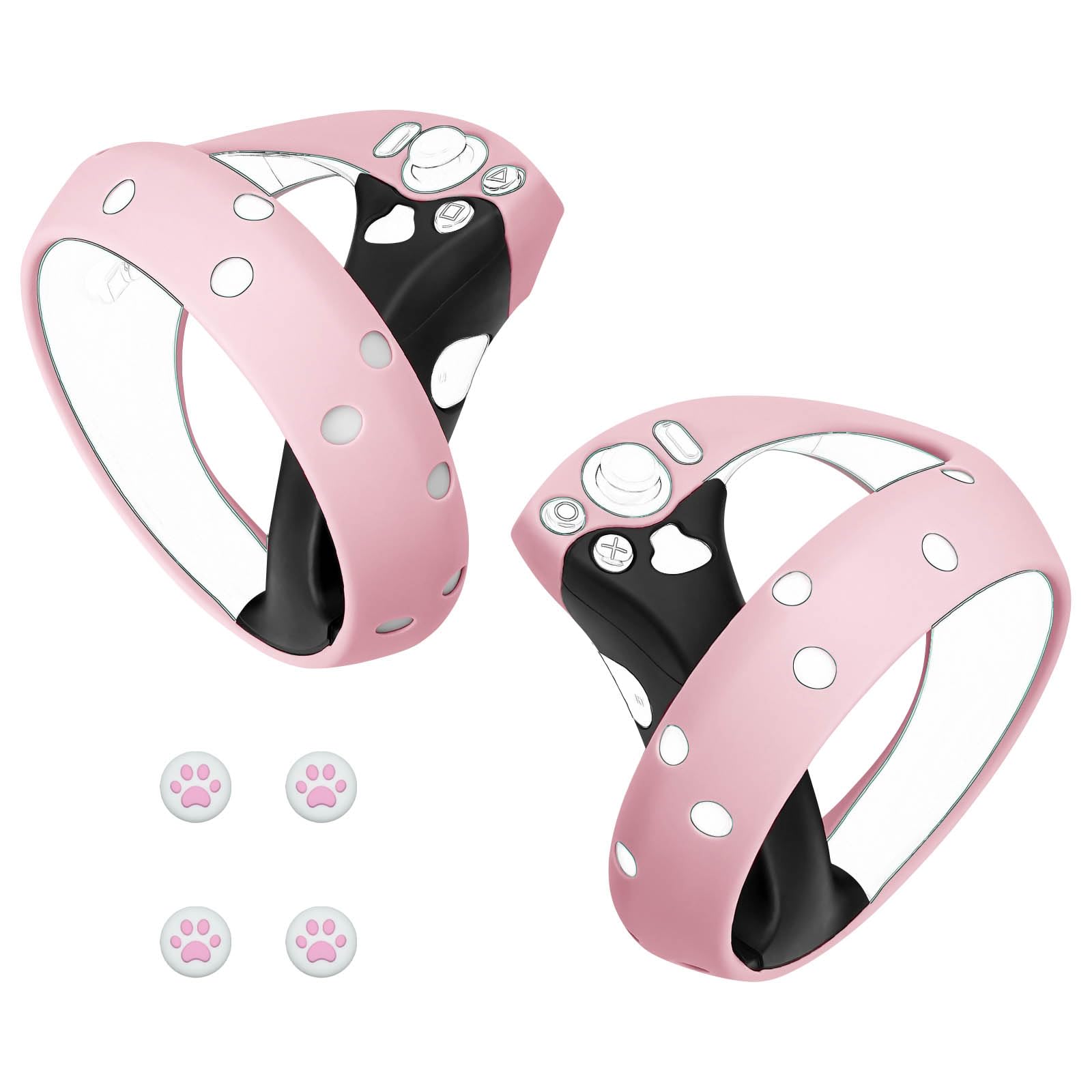 Geekria Housse de Manette en Silicone Compatible avec Sony PlayStation VR2, Manette PS VR2,Manchon de Protection Anti-Chute, poignées à Anneau Souple,Design Unibody, Coque de poignée de Manette(Rose)