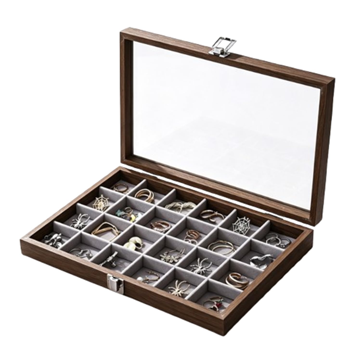Scatola portagioie coperchio trasparente, vassoio espositivo gioielli donna | Custodia organizer per gioielli ad alta capacità, ideale per bracciali, anelli e collane