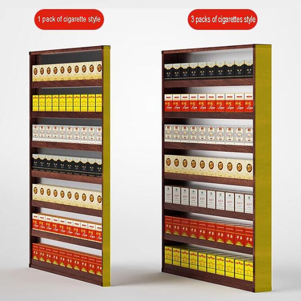 GZHERVICES Store Display Shelves, Cigarette Display Holder, Multi-Tier Wall Mounted Cigarette Rack, Supermarket Shelf Organizer, Rectangular Cigarette Case Holder (Color : Brown, Size : 40x3x60cm)
