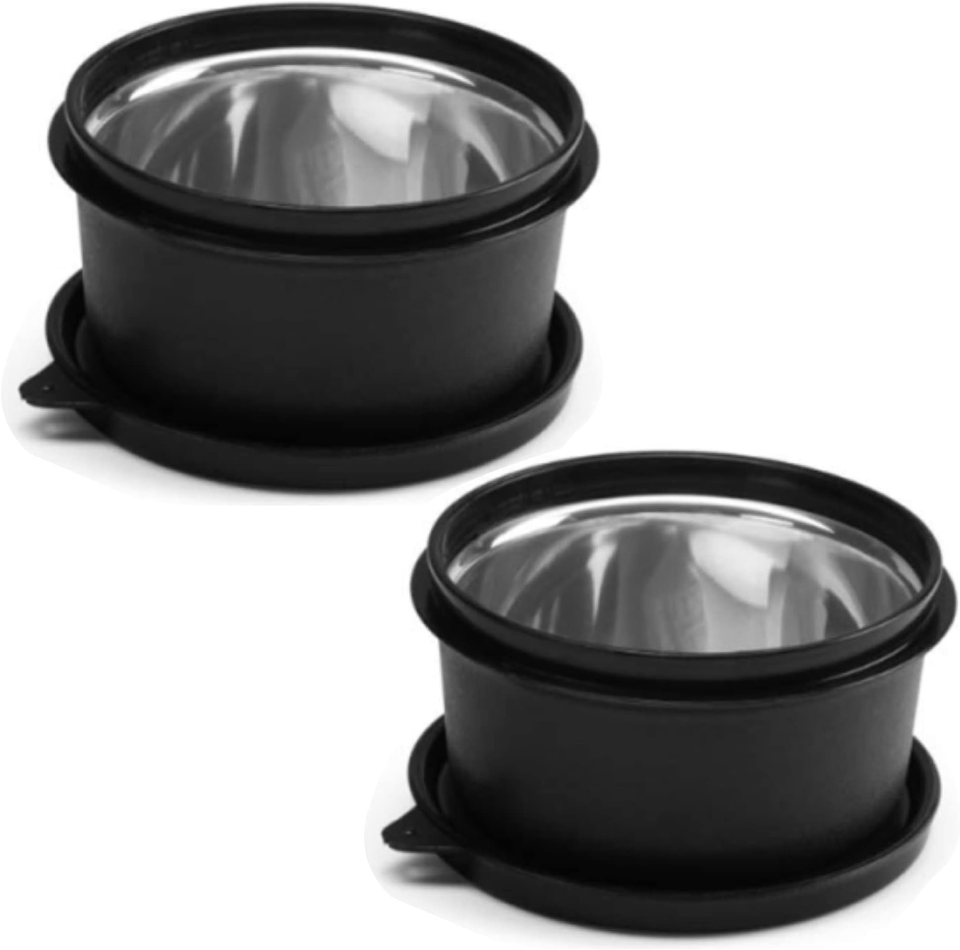 oliveware SOPL (logo) with Device Benny Containers with BPA Free Airtight Lid, Inside Steel Container, Microwave Safe & Leak Proof, Home & Office Use, Set of 2 (450ml) - Black