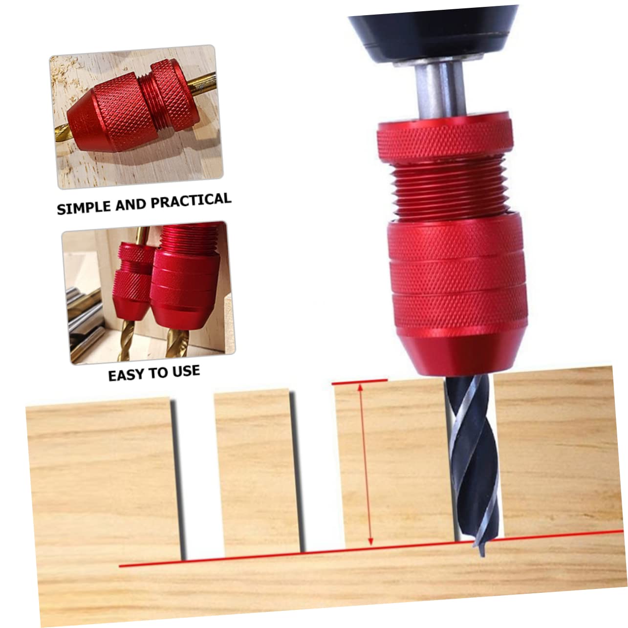 Holibanna 2 Series Tapón De Perforación Pisó Pequeño Detener Bits Collarín De Broca De Tope De Profundidad Kit De Parada De Profundidad De Perforación Aleación De Aluminio Rojo 2 Piezas*2