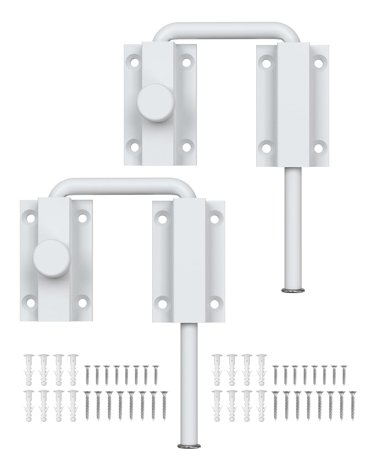 SecureLatch U-Bolt Sliding Door Lock, 90/180° Screen Door Latch White, 2PCS — image 1