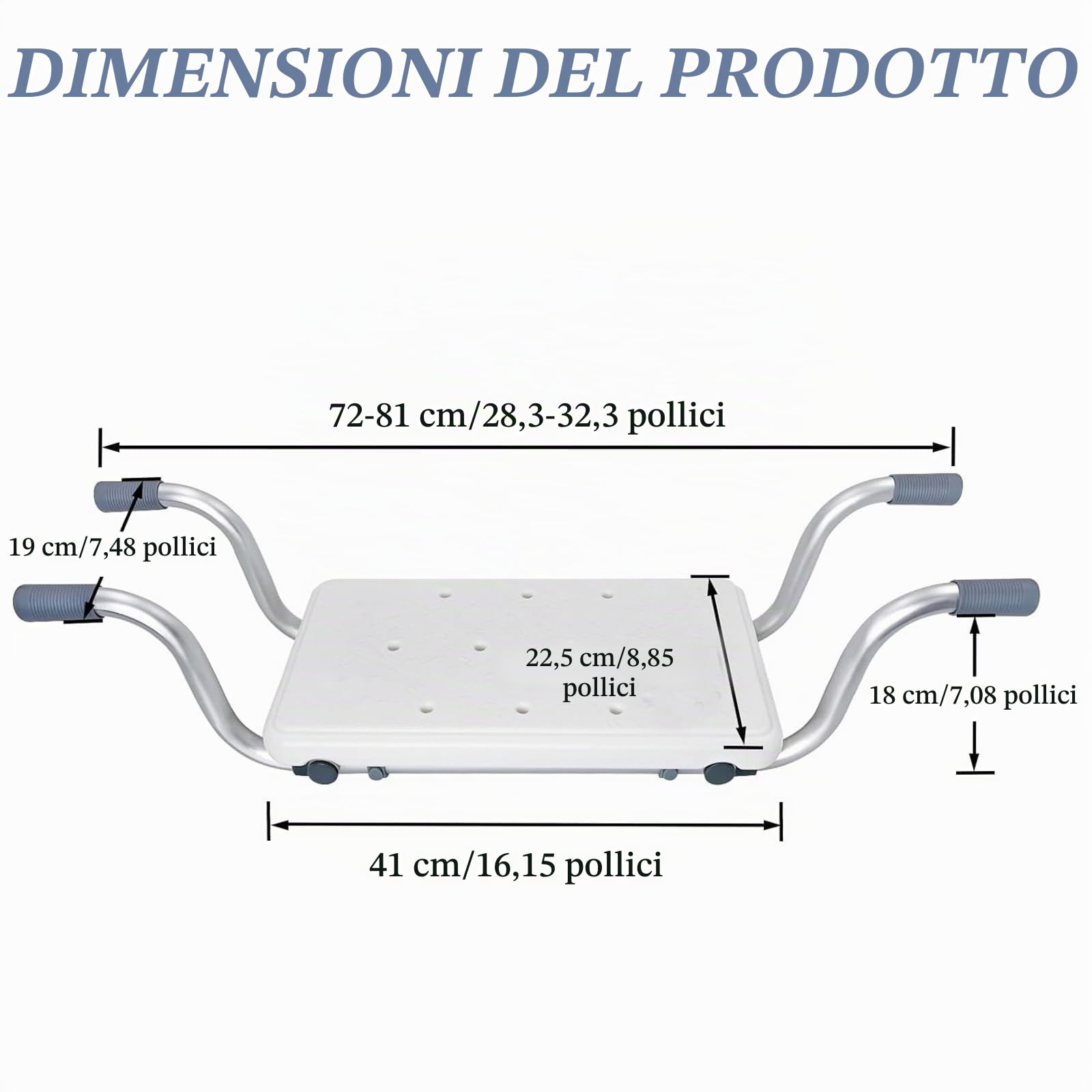 Sedile da bagno per anziani Sedile da doccia Panca da doccia per bagno, Tavole da bagno estensibili da 72-82 cm Portata 136 kg Sedile da bagno, alluminio, sedile da doccia antiscivolo, bianco