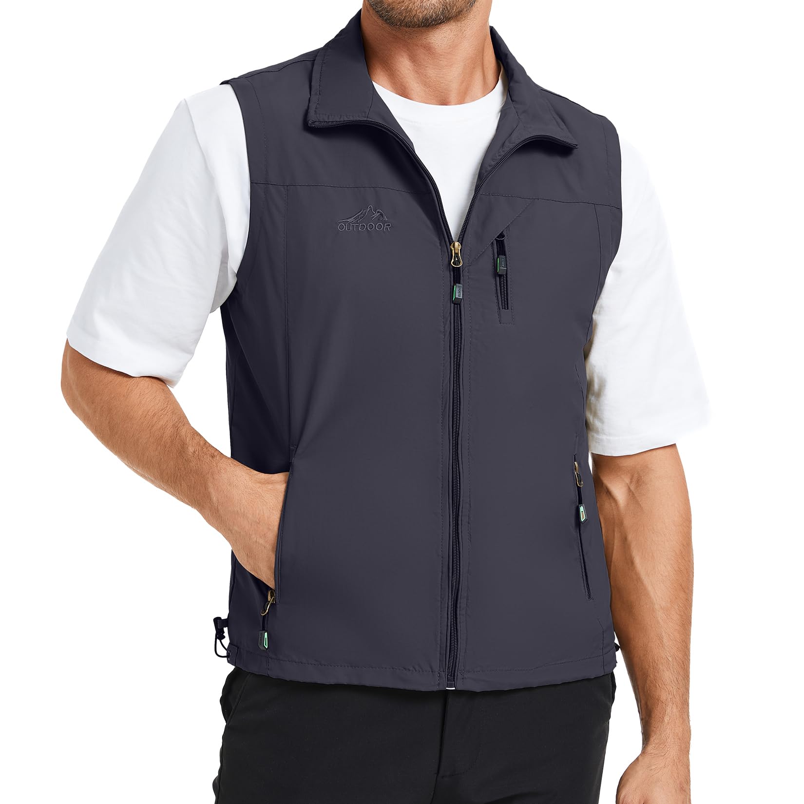 KIWI RATA Mens Casual Lightweight Outdoor Vest Summer Fishing Safari Travel Outerwear Vests Cargo Utility Jacket