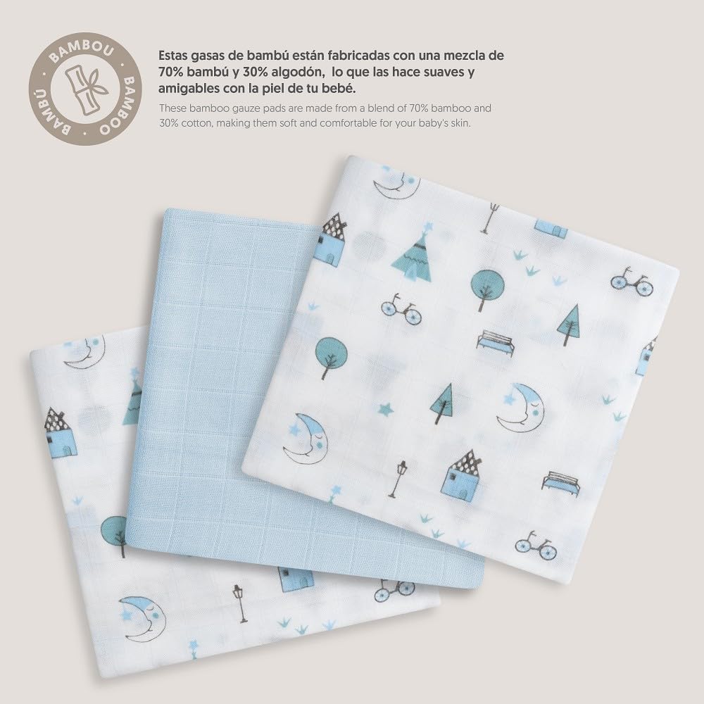 Interbaby Muselina Bambu Bebe 55x75cm | Gasas para Bebes Recien Nacidos, Lactancia, Toalla, Manta | Muselinas Bebe Cómoda, Suave, Transpirable