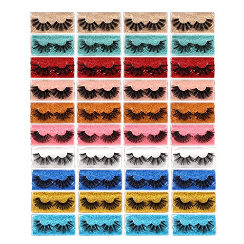 Ruairie 40 Pairs 25MM Lashes Wholesale 10 Styles Long Dramatic 5D Faux Mink Lashes Pack Thick Volume False Eyelashes Bulk Fluffy Fake Eyelashes