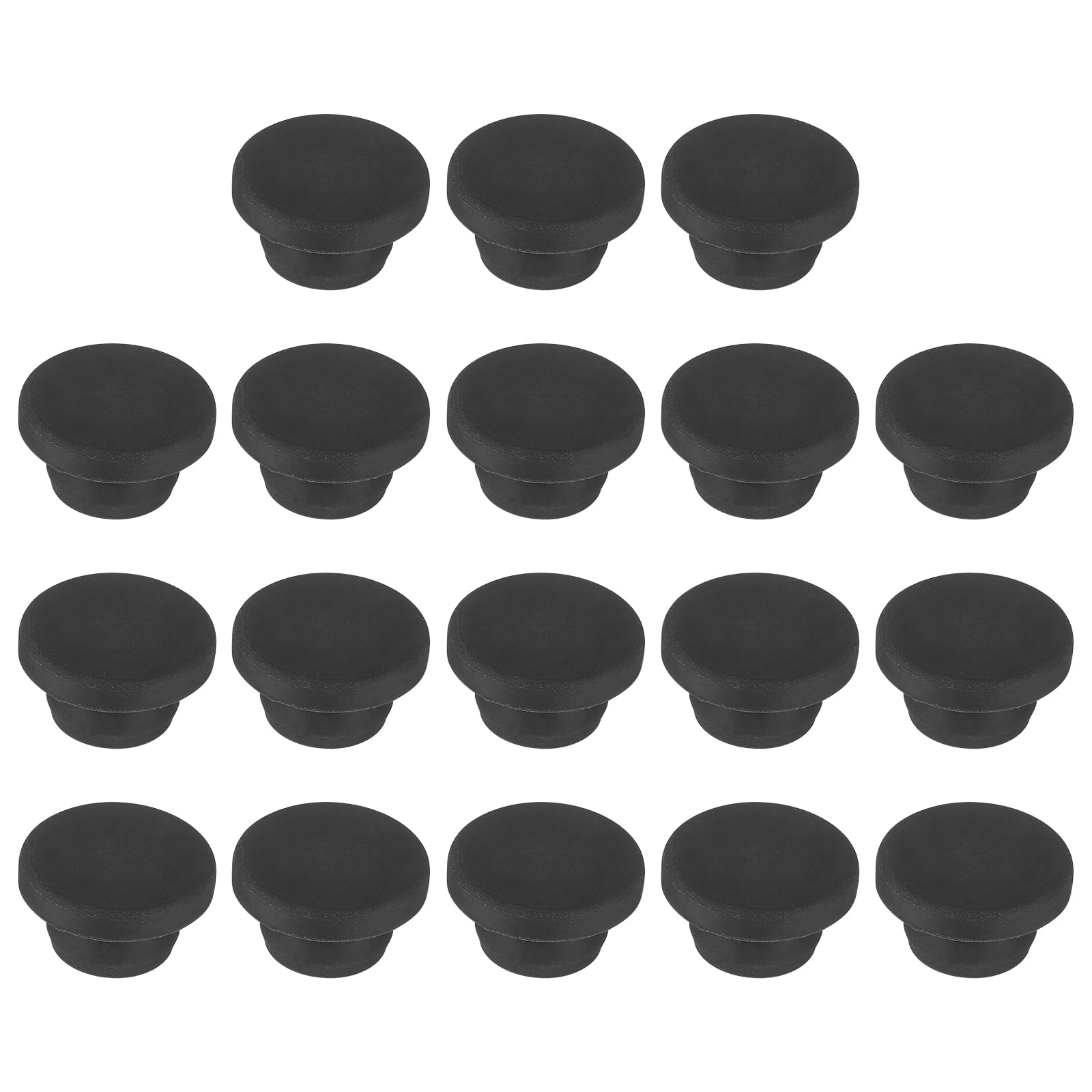sourcing map 18pcs T-Shaped Silicone Plugs 18mm 23/32 Inch Dia Snap in Plug Hole Seal Cover Round Rubber Stopper for 17.5-18mm Holes Kitchen Rubber Bulkheads Waterproof Sealing, Black
