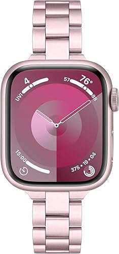 TRUMiRR Correa para Apple Watch Series 9 8 7 Starlight para mujer, correa de reloj delgada de acero inoxidable de repuesto para iWatch SE Series 9 8