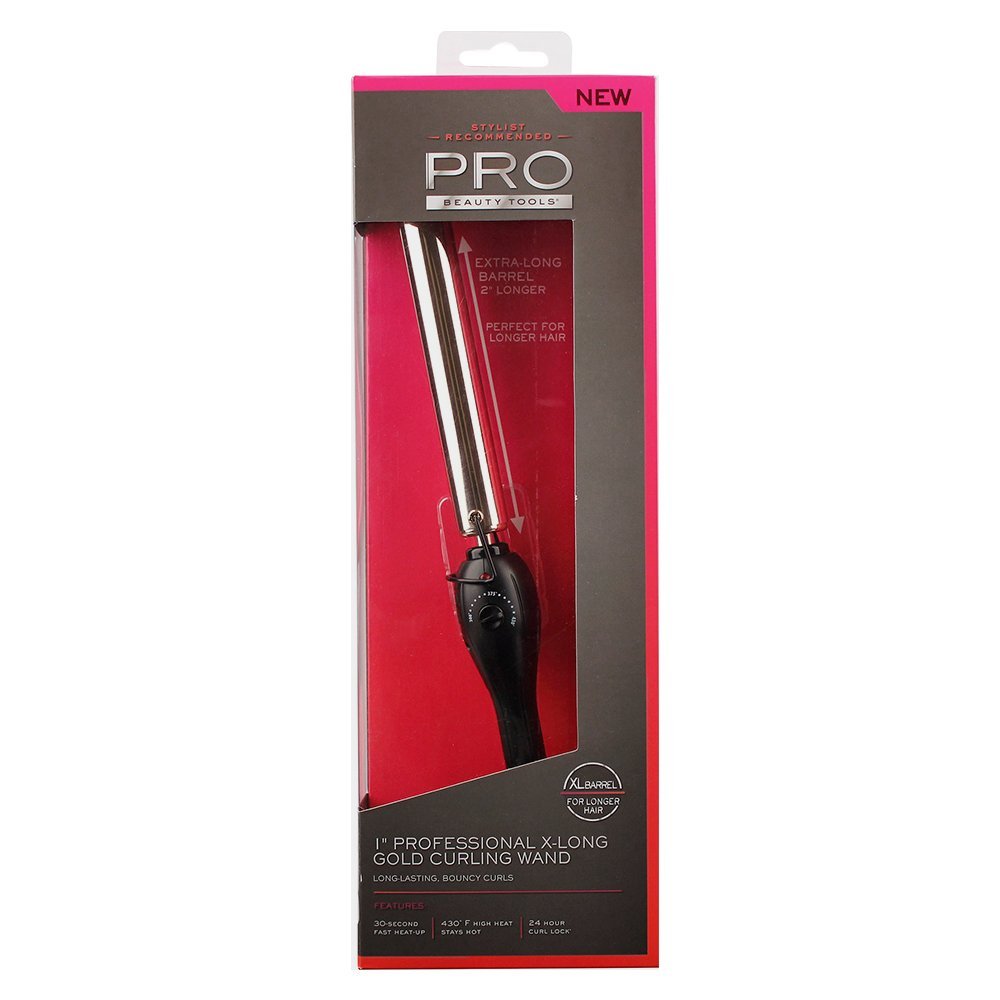 Pro Beauty Tools Professional Gold 1" Extra Long Barrel Curling Iron Wand