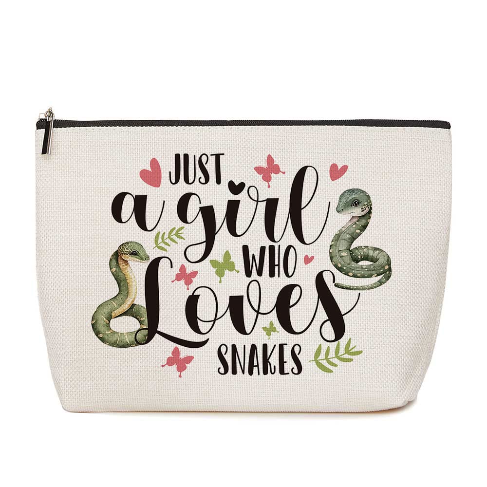 Snake Makeup Bag Animal Lover Gift Snakes Lover Gift for Women Girls Birthday Christmas Gift for Daughter Sister Besties Friends Coworker Just A Girl